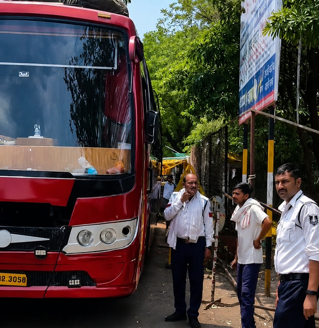 ओवरलोड बस पर यातायात विभाग की कार्रवाई,बस जब्त कर पहुंचाई थाने,